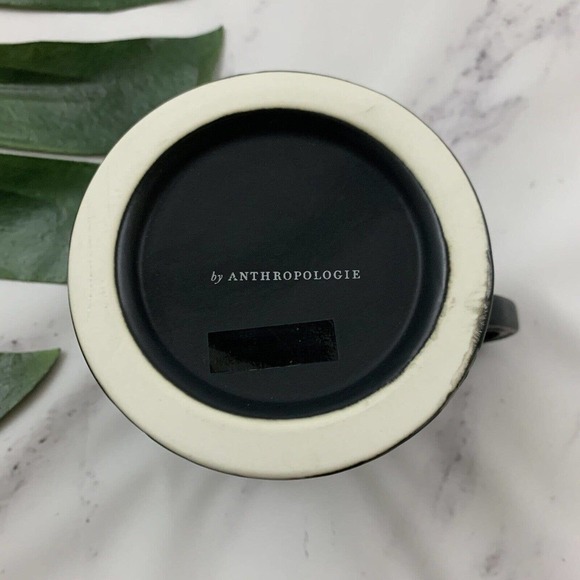 Anthropologie Monogram Retro Coffee Mug Letter Initial H Black Shave Style Cup - Picture 4 of 4